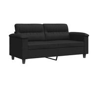 vidaXL Sofá de 2 plazas – Tela de microfibra, negro, 140 cm