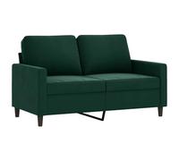 vidaXL Sofá de 2 plazas tapizado con cojines traseros, asiento biplaza, terciopelo verde oscuro