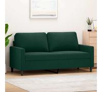 vidaXL Sofá 2 plazas, tapizado con cojines traseros, terciopelo verde oscuro, 140 cm
