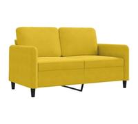 vidaXL Sofá de 2 plazas tapizado terciopelo amarillo 120 cm con reposabrazos y respaldo