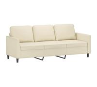 vidaXL Sofá de 3 Plazas, Asiento con Respaldo Reposabrazos, Sofá de Descanso Televisión, Sillón Tapizado para Salón, Cuero Sintético Color Crema