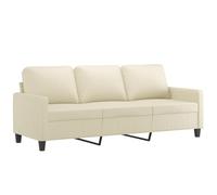 vidaXL Sofá de 3 Plazas, Asiento con Respaldo Reposabrazos, Sofá Tapizado de Descanso, Sillón para Salón Hogar, Cuero Sintético Color Crema