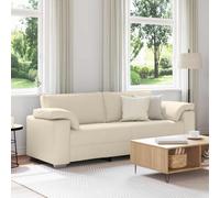 vidaXL Sofá de 3 plazas Beige 220 cm Tejido mezcla de lino