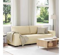 vidaXL Sofá de 3 plazas color crema, 220x77x82 cm, de tela