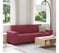 vidaXL Sofá de 3 plazas color rojo vino, 220x77x82 cm, de tela