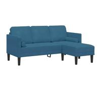 vidaXL Sofá de 3 plazas con Chaise Longue en L, tapizado Azul, diseño ergonómico. Ideal para la Sala de Estar, con un Estilo Moderno y cómodo. Es un sofá Acolchado, con un Marco Resistente y es impe