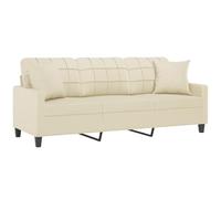 vidaXL Sofá de 3 Plazas con Cojines, Asiento con Respaldo Reposabrazos, Sofá Tapizado de Televisión, Asiento para Salón, Cuero Sintético Color Crema