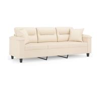 vidaXL Sofá de 3 Plazas con Cojines, Asiento con Reposabrazos, Sofá Tapizado de Televisión, Asiento para Salón, Tela de Microfibra Beige