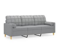 vidaXL Sofá de 3 plazas con cojines tela gris claro 180 cm