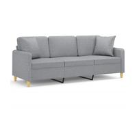 Vidaxl sofá de 3 plazas con cojines tela gris claro 180 cm
