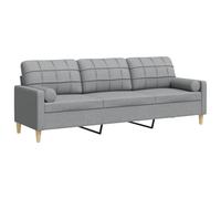 vidaXL Sofá de 3 plazas con cojines Tela gris claro 210 cm