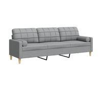 vidaXL Sofá de 3 plazas con Cojines Tela Gris Claro 210 cm