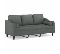 vidaXL Sofá de 3 plazas con cojines tela gris oscuro 180 cm