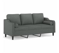 Vidaxl sofá de 3 plazas con cojines tela gris oscuro 180 cm
