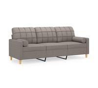 vidaXL Sofá de 3 plazas con cojines, tela gris taupe, 180 cm