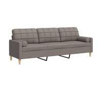 vidaXL Sofá de 3 plazas con cojines tela gris taupe 210 cm