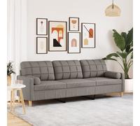 vidaXL Sofá de 3 plazas con cojines tela gris taupe 210 cm