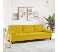 vidaXL Sofá de 3 plazas con cojines terciopelo amarillo 210 cm