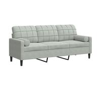 vidaXL Sofá de 3 plazas con cojines terciopelo gris claro 180 cm