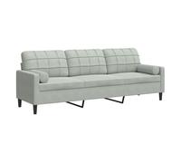 Vidaxl sofá de 3 plazas con cojines terciopelo gris claro 210 cm