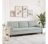 Vidaxl sofá de 3 plazas con cojines terciopelo gris claro 210 cm