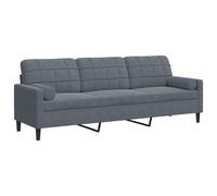 Vidaxl sofá de 3 plazas con cojines terciopelo gris oscuro 210 cm