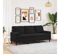 vidaXL Sofá de 3 plazas con cojines terciopelo negro 180 cm