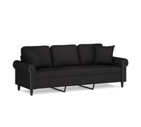 Vidaxl sofá de 3 plazas con cojines terciopelo negro 180 cm
