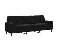 vidaXL Sofá de 3 plazas con cojines terciopelo negro 210 cm