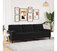 vidaXL Sofá de 3 plazas con cojines terciopelo negro 210 cm