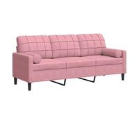 Vidaxl sofá de 3 plazas con cojines terciopelo rosa 180 cm