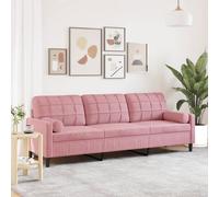 vidaXL Sofá de 3 plazas con cojines terciopelo rosa 210 cm