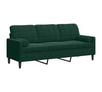 Vidaxl sofá de 3 plazas con cojines terciopelo verde oscuro 180 cm