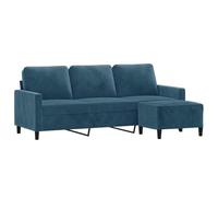 vidaXL Sofá de 3 Plazas con Taburete, Asiento con Respaldo Reposabrazos, Sillón de Relax Descanso TV, Mueble para Salón Hogar, Terciopelo Azul