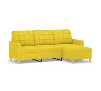 Vidaxl sofá de 3 plazas con taburete de tela amarillo claro 180 cm