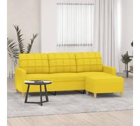 vidaXL Sofá de 3 plazas con taburete de tela amarillo claro 180 cm