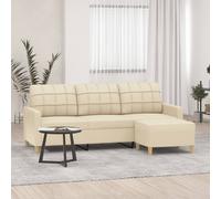 vidaXL Sofá de 3 plazas con taburete de tela crema 180 cm