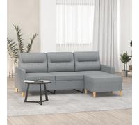 vidaXL Sofá de 3 plazas con taburete de tela gris claro 180 cm