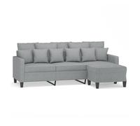 vidaXL Sofá de 3 plazas con taburete – Tela gris claro – 180 cm