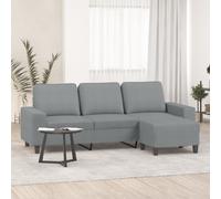 vidaXL Sofá de 3 plazas con taburete de tela gris claro 180 cm