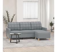 vidaXL Sofá de 3 plazas con taburete de tela gris claro 180 cm