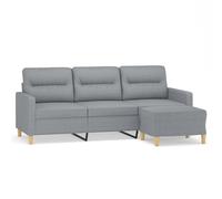 vidaXL Sofá de 3 plazas con taburete de tela gris claro 180 cm