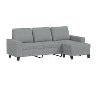 vidaXL Sofá de 3 plazas con taburete de tela gris claro 180 cm