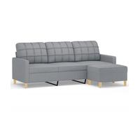 vidaXL Sofá de 3 plazas con taburete – tela gris claro – 180 cm