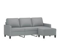 vidaXL Sofá 3 plazas con taburete – Sillón de relax con reposabrazos, tela gris claro 180 cm