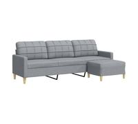 Sofá De 3 Plazas Con Taburete De Tela Gris Claro 210 Cm Vidaxl