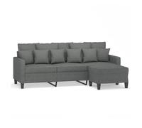 vidaXL Sofá de 3 plazas con taburete, tela gris oscuro, 180 cm