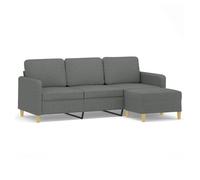 vidaXL Sofá de 3 plazas con taburete, tela gris oscuro, 180 cm