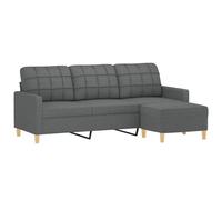 vidaXL Sofá de 3 plazas con Taburete de Tela Gris Oscuro 180 cm