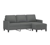vidaXL Sofá de 3 plazas con taburete – Tela gris oscuro – 180 cm